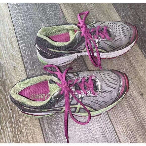 Asics GT 1000 4 Womens US Size 5.5 Gray Pink Green Running Sneaker Shoes T5A7N - Picture 2 of 9